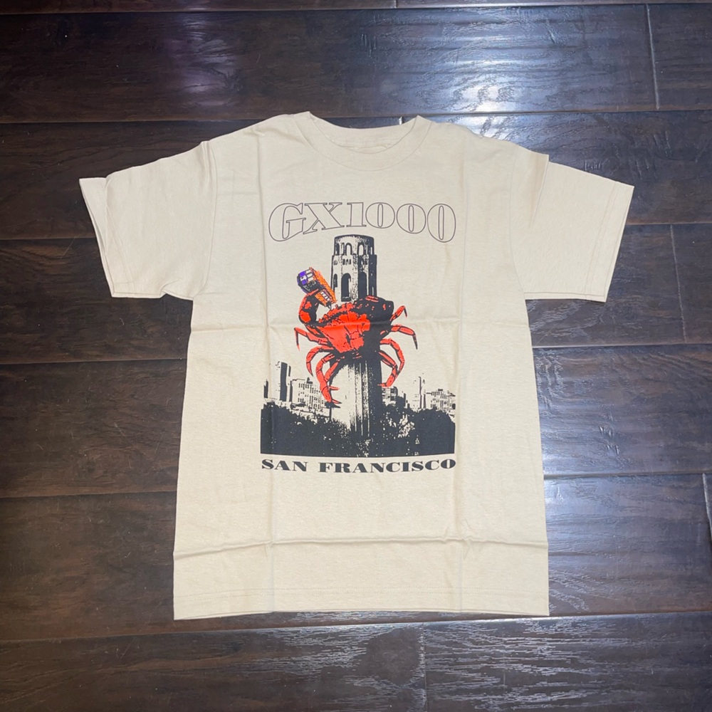 GX1000 Crab Skate T-Shirt Men's Graphic Tee Size Small Sand Color San Francisco